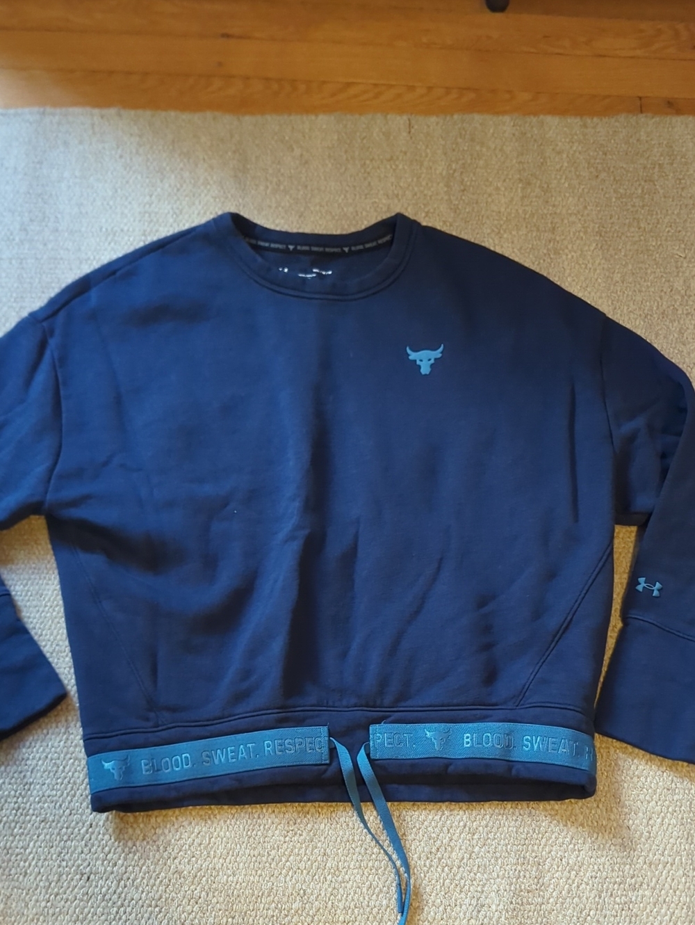 Women s Under Armour Project Rock Fleece Crew Navy Size M